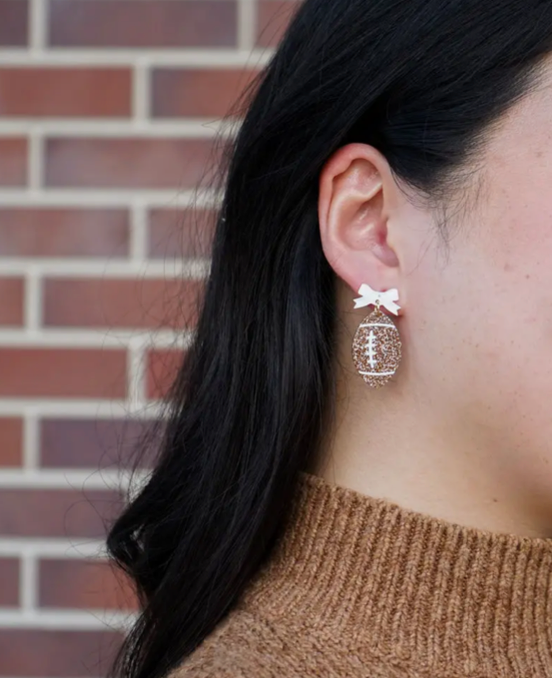 Bow Football Earrings