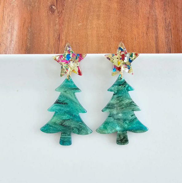 Star Christmas Tree Earrings