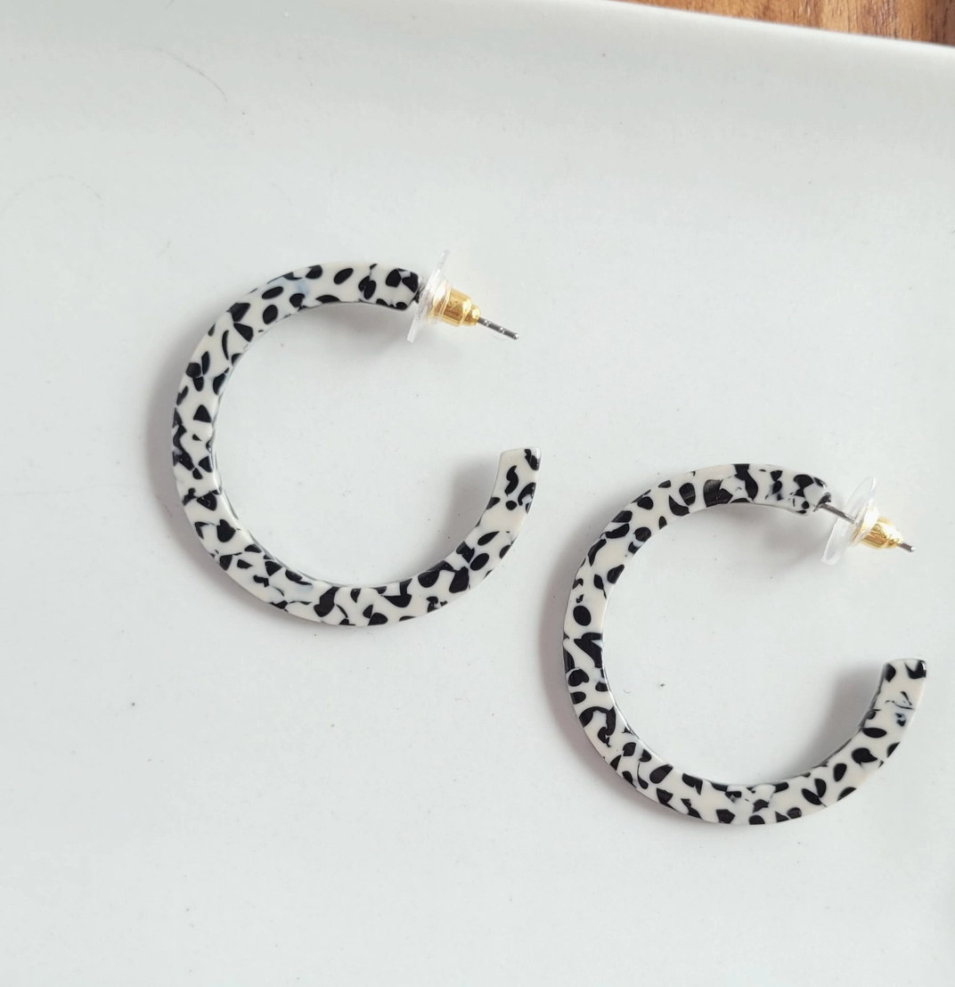 Black Dot Hoop Earrings