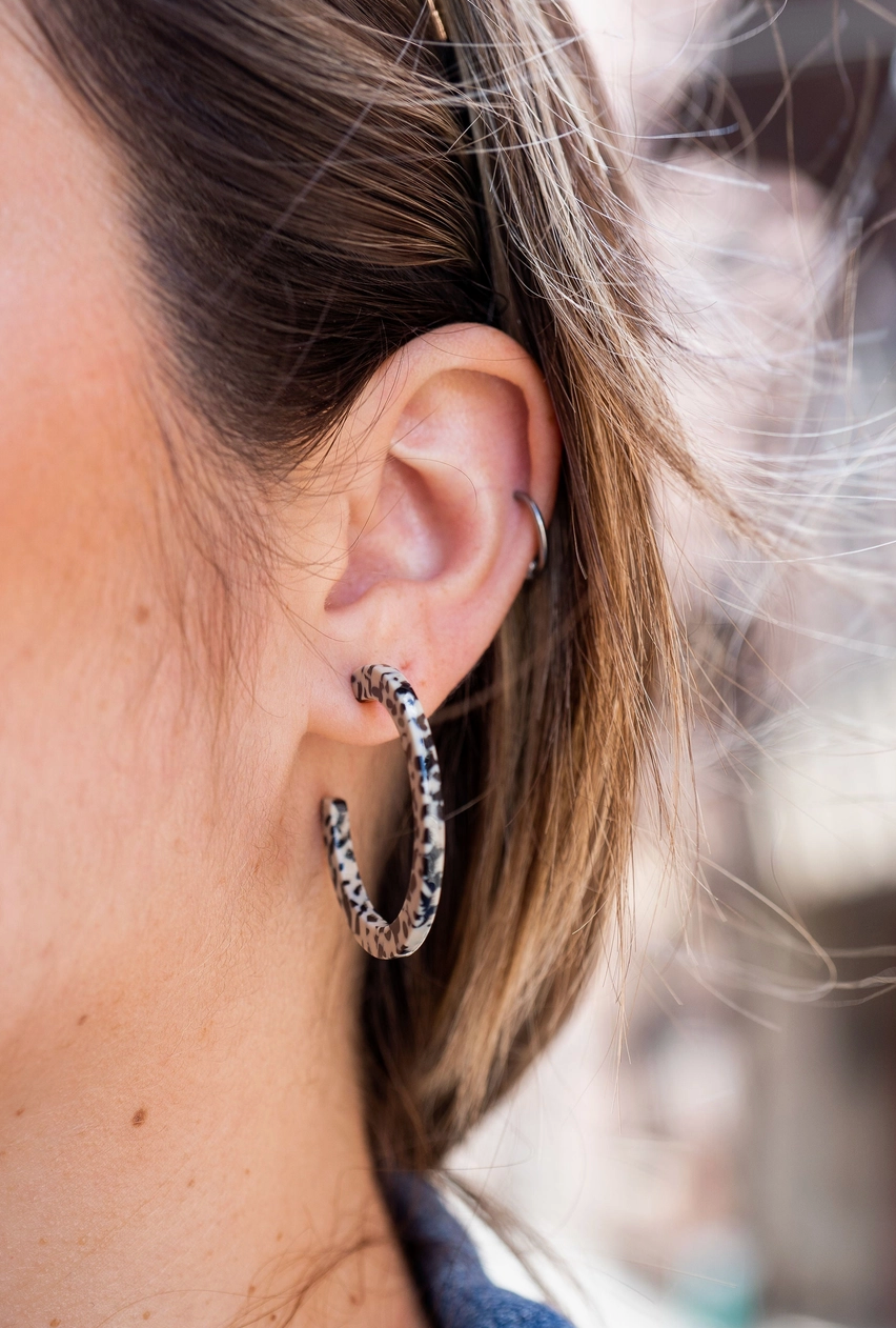 Black Dot Hoop Earrings