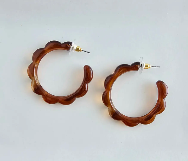Brown Scalloped Hoops