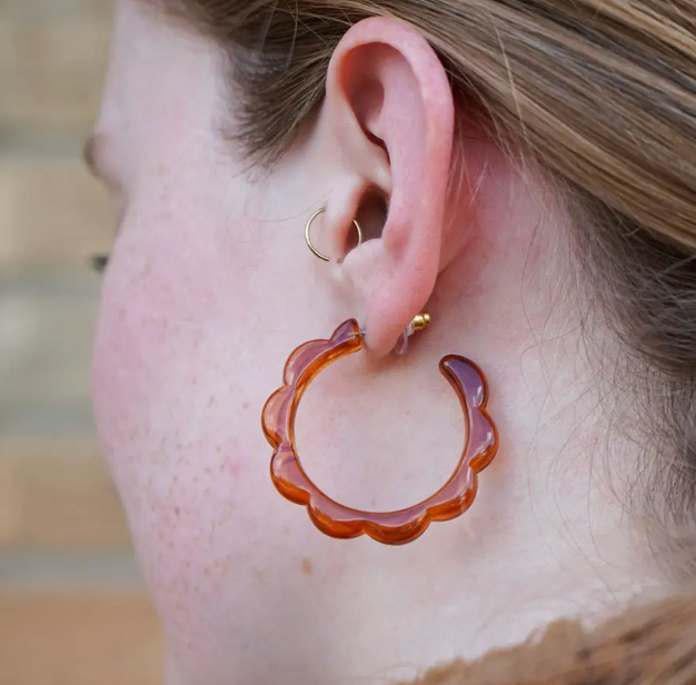 Brown Scalloped Hoops