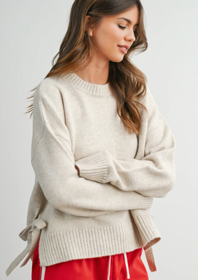 Taupe Split Hem Sweater