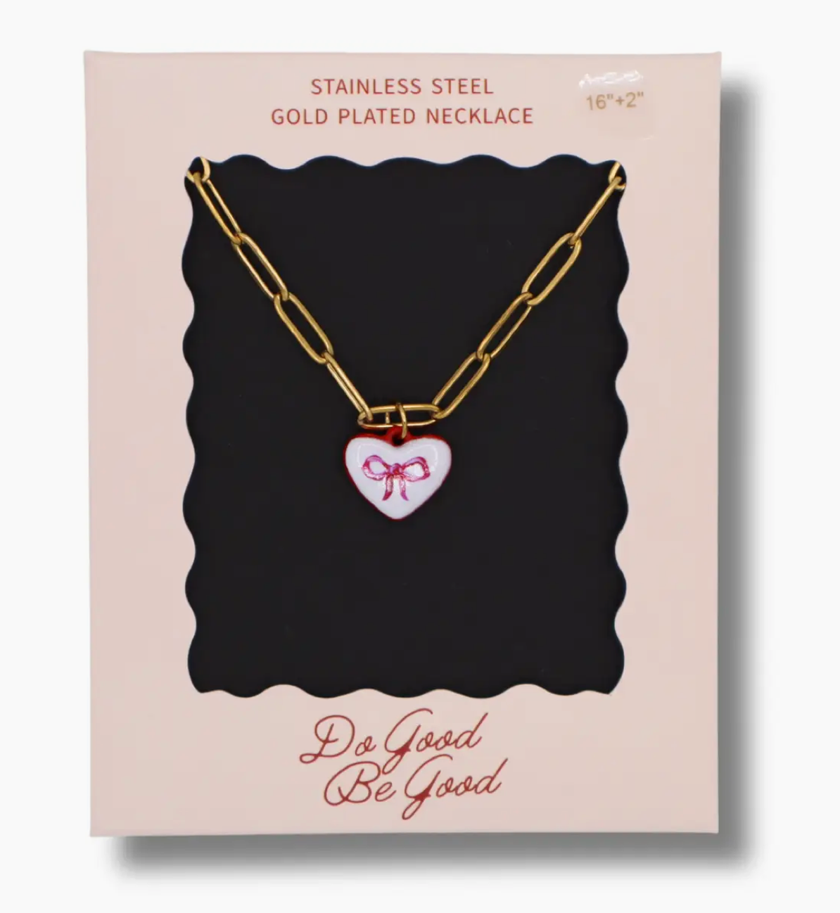 Heart Bow Charm Necklace