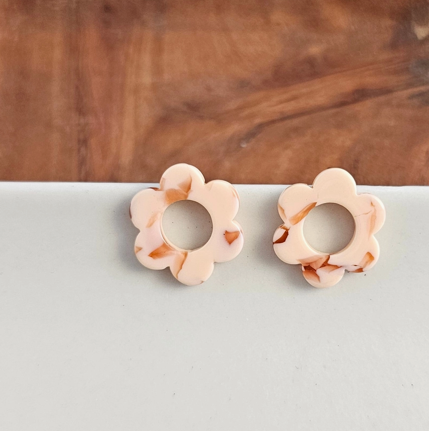 Peach Flower Stud Earrings