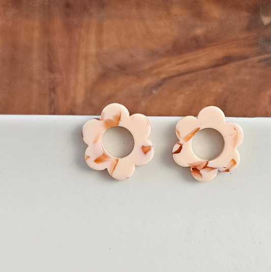 Peach Flower Stud Earrings