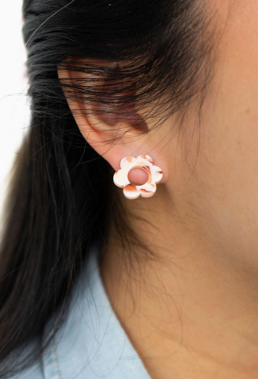 Peach Flower Stud Earrings