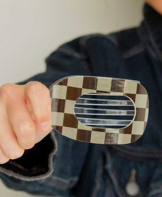 Brown & Black Checkered Flat Clip