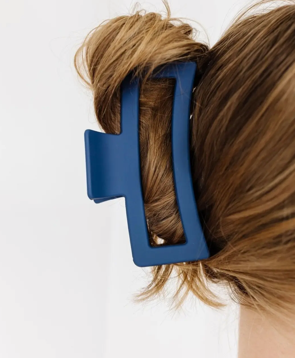 Large Blue Matte Claw Clip
