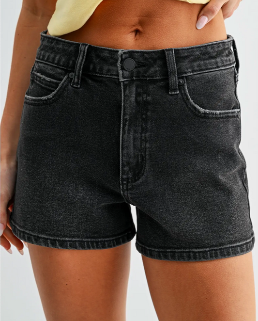 Classic Black Denim Shorts