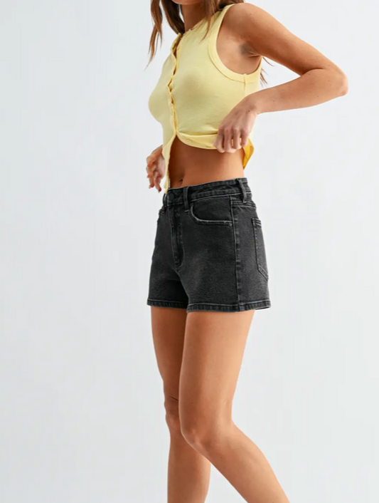 Classic Black Denim Shorts