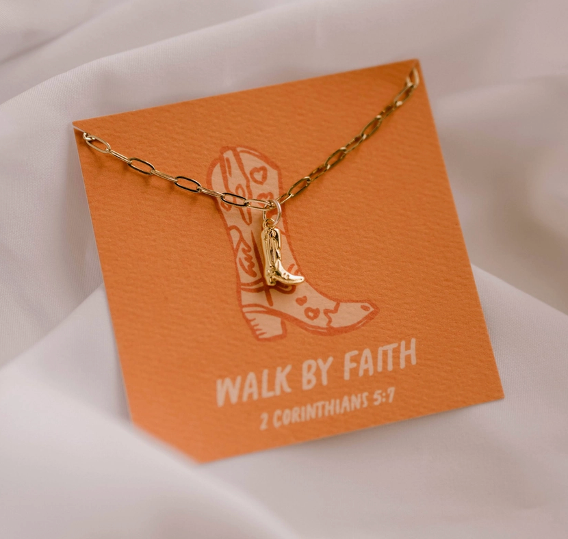 Walk By Faith Boot Necklace