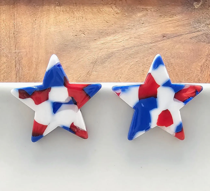 Liberty Star Studs - Red White & Blue