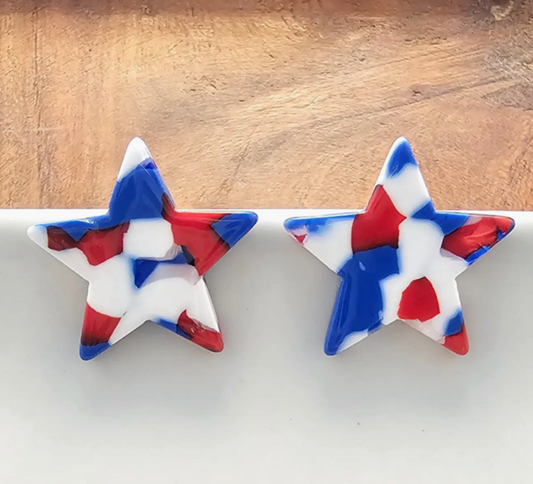Liberty Star Studs - Red White & Blue