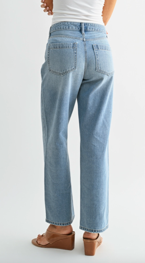 High Rise Loose Fit Straight Jeans