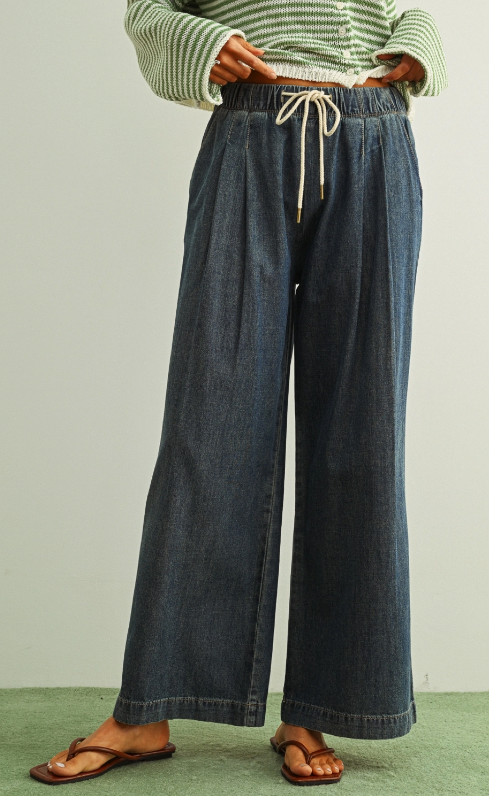 Dark Wash Drawstring Pants