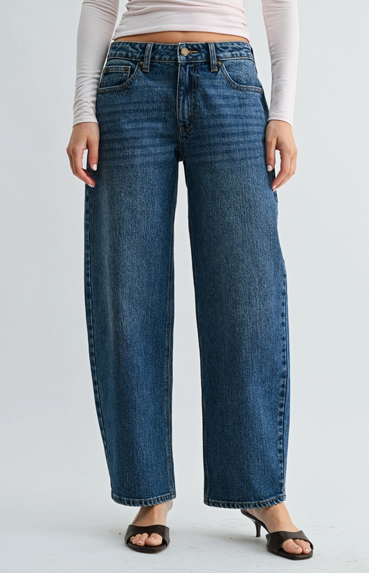 Slight Barrel Dark Denim Jeans