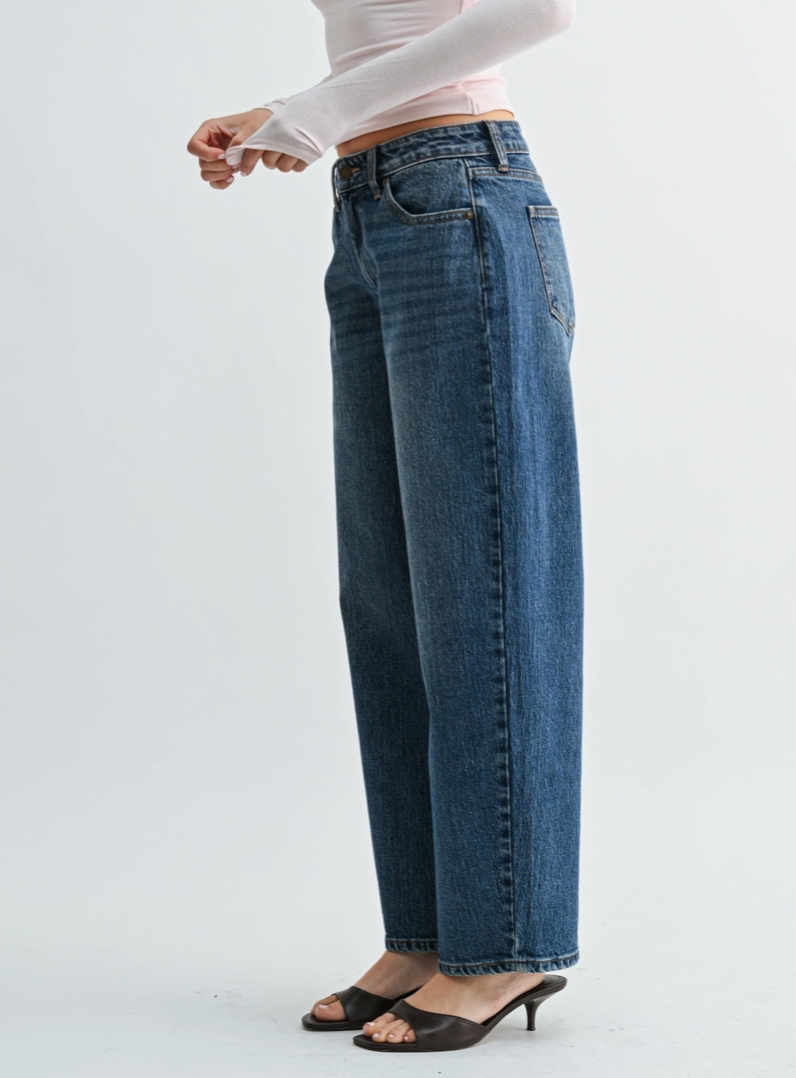Slight Barrel Dark Denim Jeans