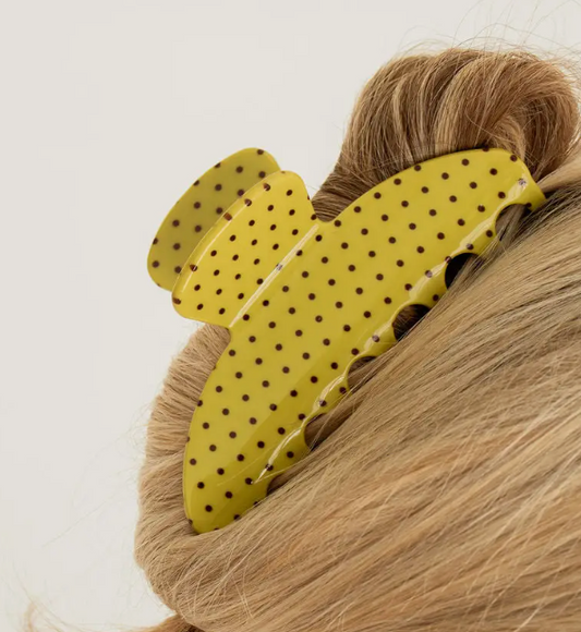 Moss Green Polka Dot Claw Clip