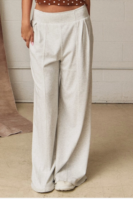Stone Wide Leg French Terry Pants