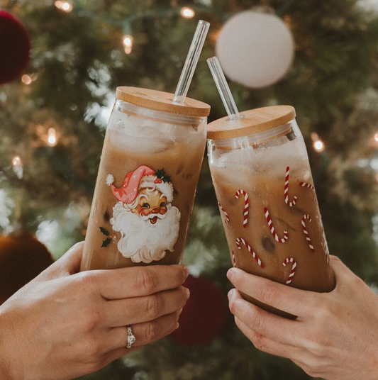 Christmas Themed Glass Cup