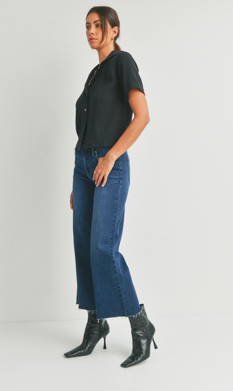 Dark Slim Wide Leg Jeans