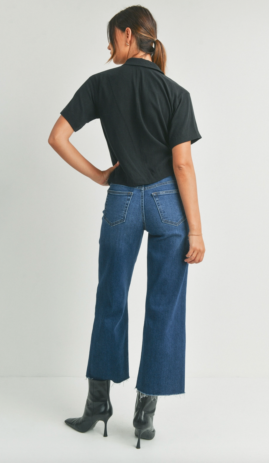 Dark Slim Wide Leg Jeans