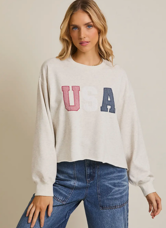 Plus Patched USA Crewneck