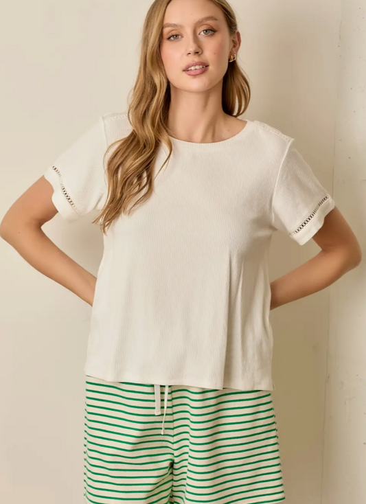 Plus Ivory Sleeve Detail Top