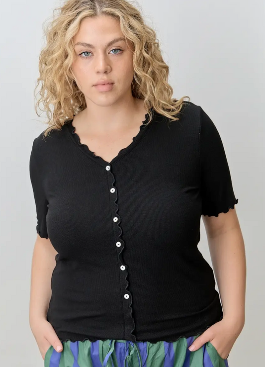 Plus Lettuce Hem Button Down Top