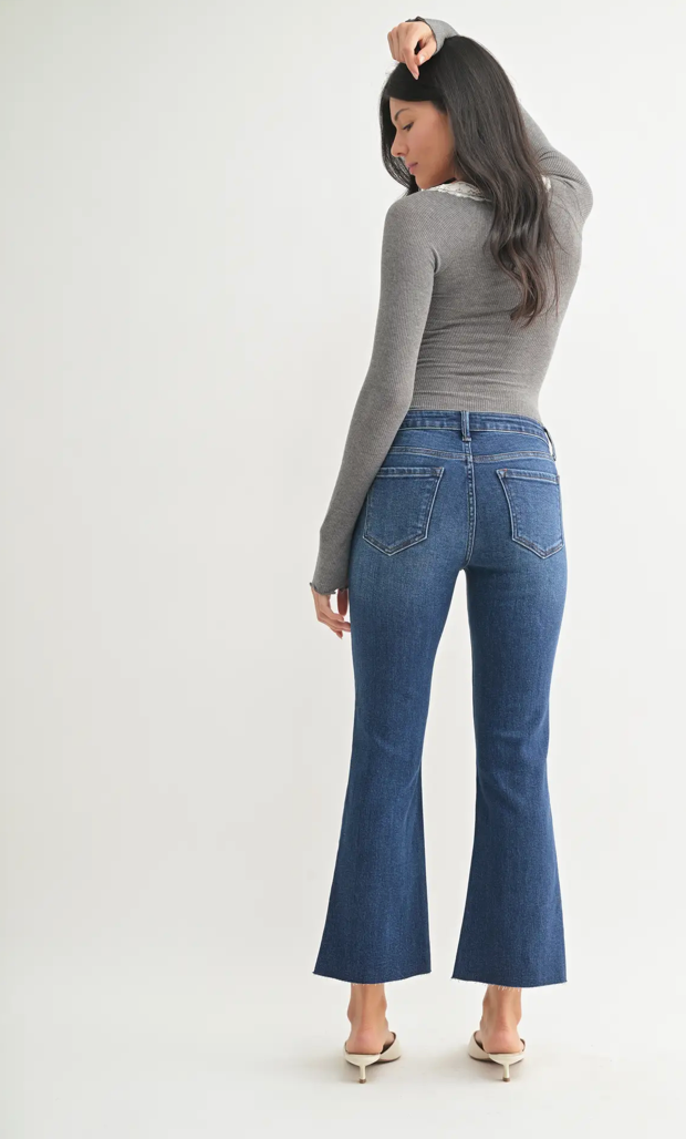Medium Wash Cropped Flare Jeans