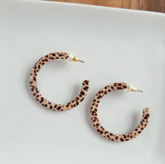 Brown Dot Hoop Earrings