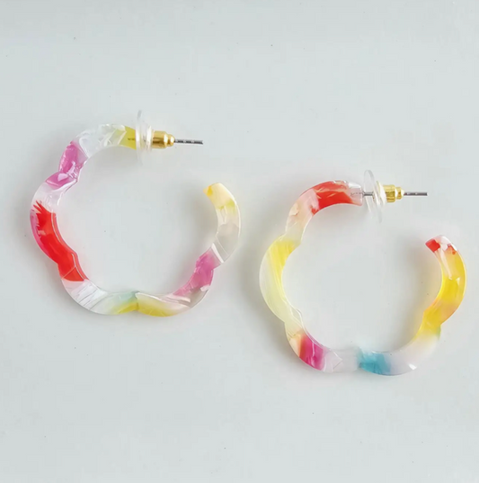 Technicolor Flower Hoops