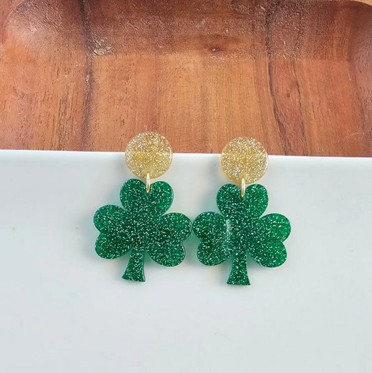 Glitter Shamrock Earrings
