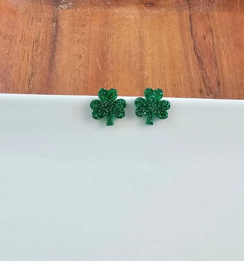 Glitter Shamrock Studs