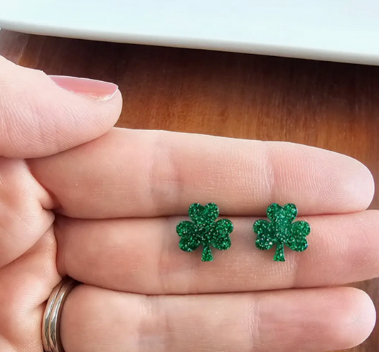 Glitter Shamrock Studs