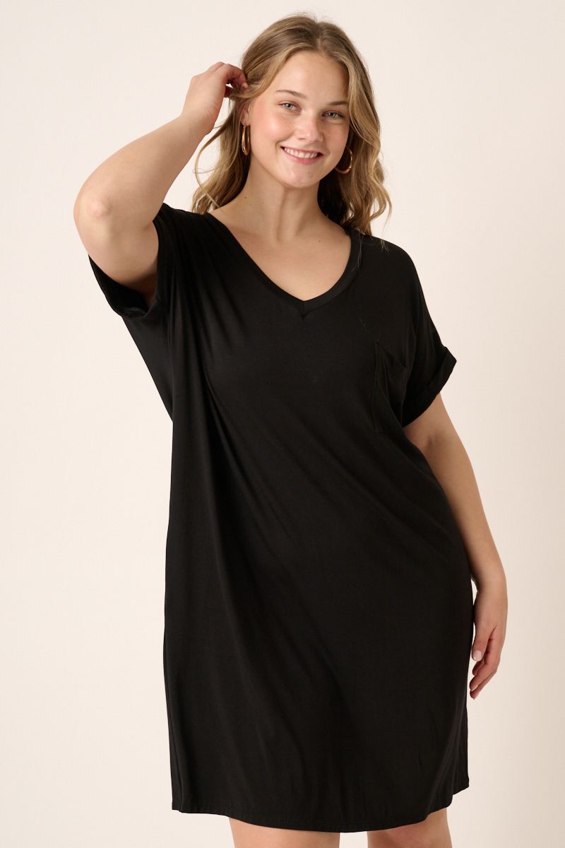Basic Black V-Neck Dress
